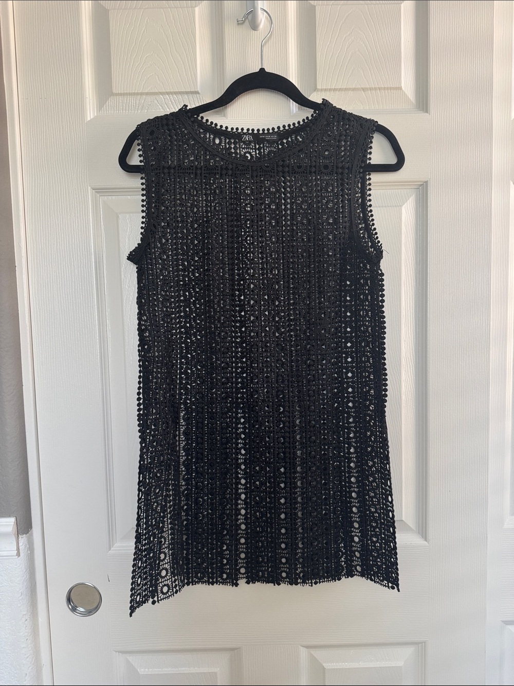 Zara Black Crochet Tunic - Size Medium